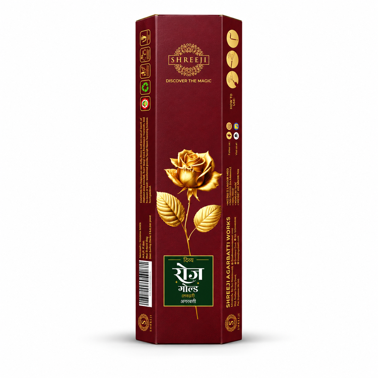 Divya Rose Gold Luxury Incense Agarbatti - Shreeji Agarbatti pack