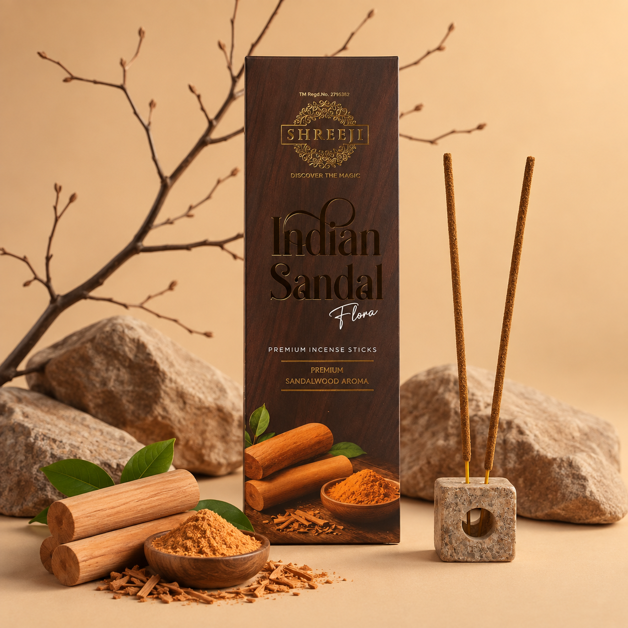 Indian Sandal Flora Premium Incense Sticks - lifestyle image 1