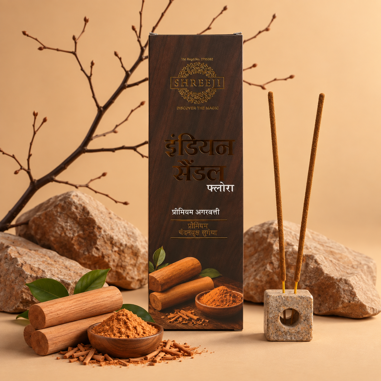 Indian Sandal Flora Premium Incense Sticks - lifestyle image 2