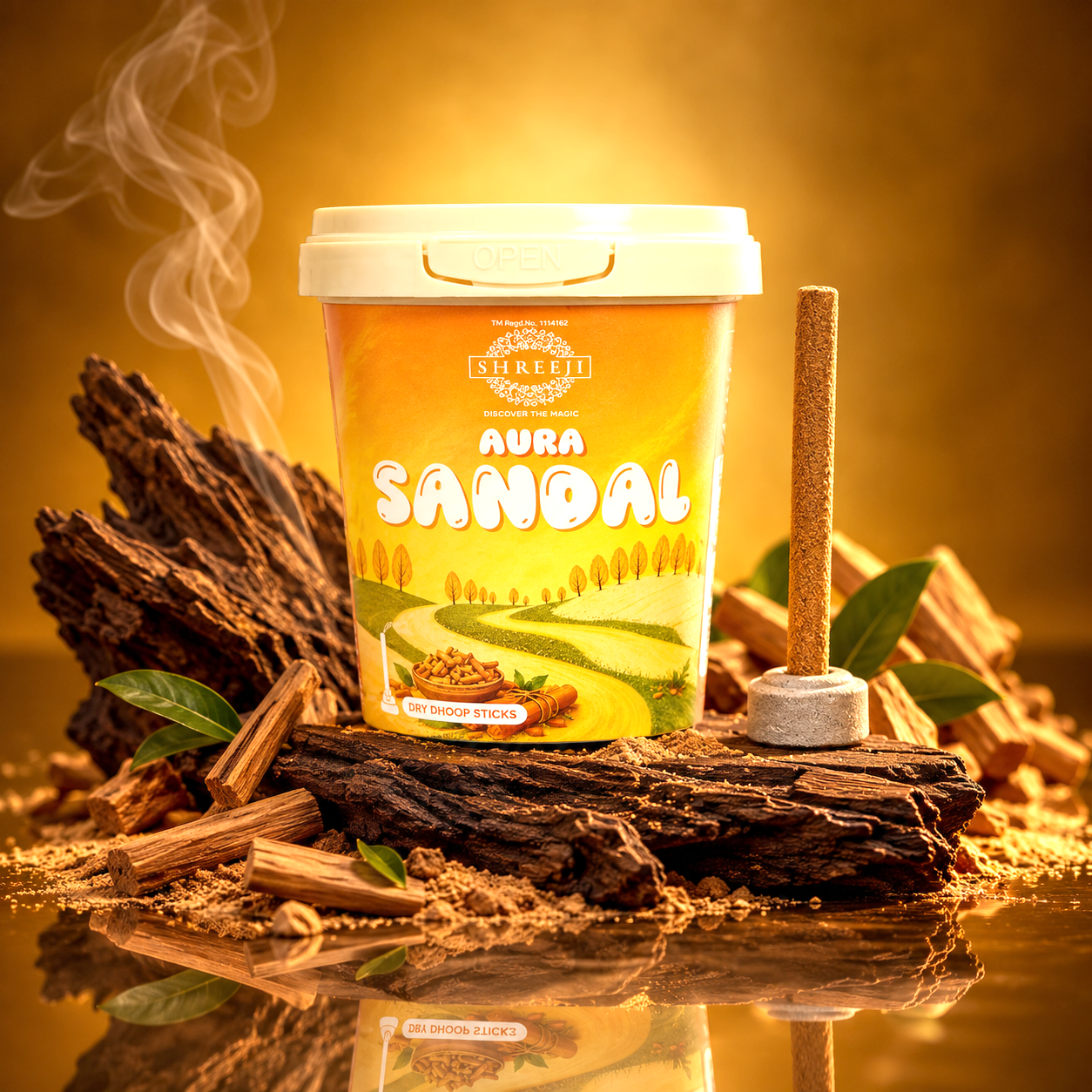Aura Sandal Dry Dhoop Sticks - lifestyle image 1
